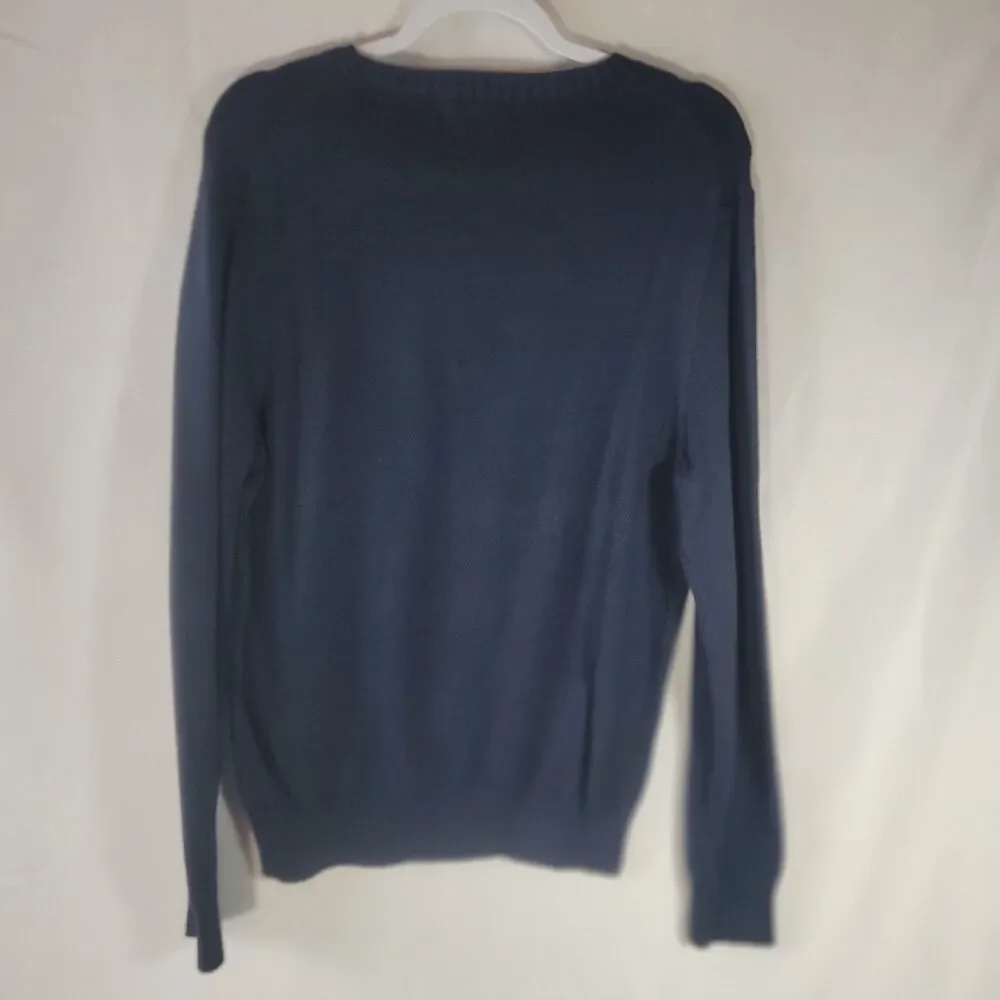 Polo Ralph Lauren Men's Medium Navy Blue 100% Cotton Crewneck Sweater Red Pony